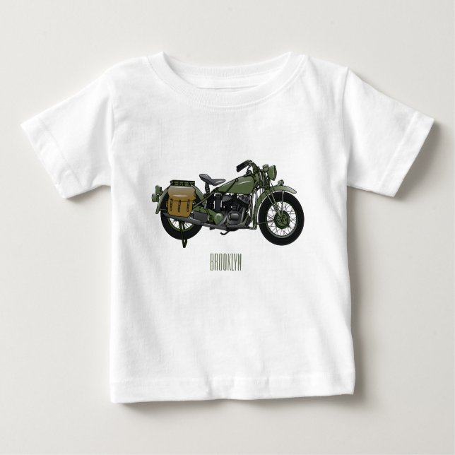 Belysning av tecknaden för motorcykel för militär  t shirt (Framsida)