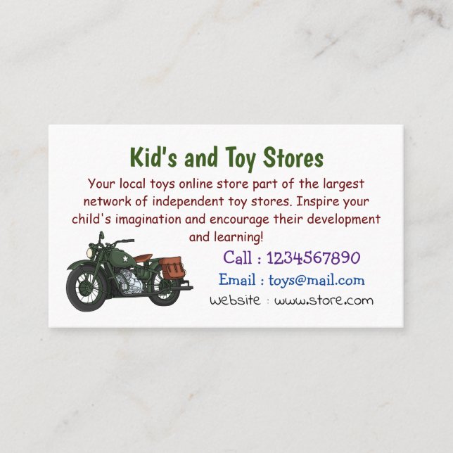 Belysning av tecknaden för motorcykel för militär  visitkort (Framsida)