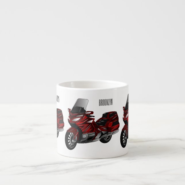 Belysning av tecknaden på motorcykel espressomugg (Framsidan)