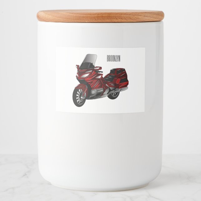 Belysning av tecknaden på motorcykel mat etiketter (Framsida)