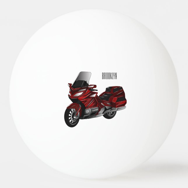 Belysning av tecknaden på motorcykel pingisboll (Framsidan)