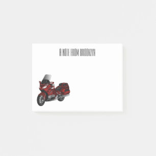 Belysning av tecknaden på motorcykel post-it block