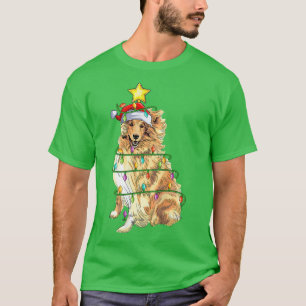 Belysning Julafton Träd Matching Santa Rough Colli T Shirt