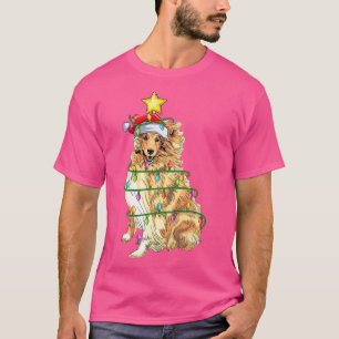Belysning Julafton Träd Matching Santa Rough Colli T Shirt