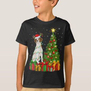 Belysning Julafton Träd Santa Hat Brittany Spain H T Shirt