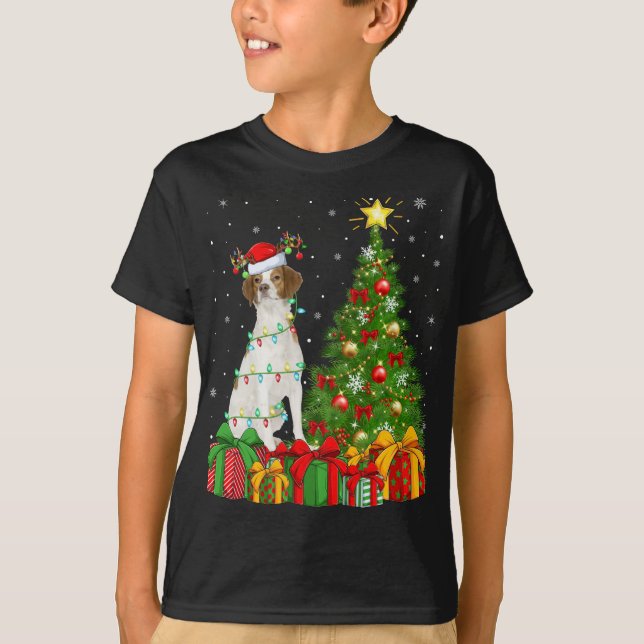 Belysning Julafton Träd Santa Hat Brittany Spain H T Shirt (Framsida)