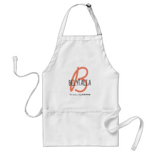 Belytalia Modern Coral Elegant Monogram Chef Förkläde