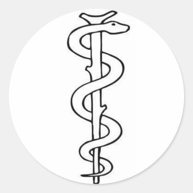 Bemanna av Asclepius Runt Klistermärke (Framsida)