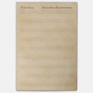 Bemannar tom musik för gammal ParchmentLook Post-it Block