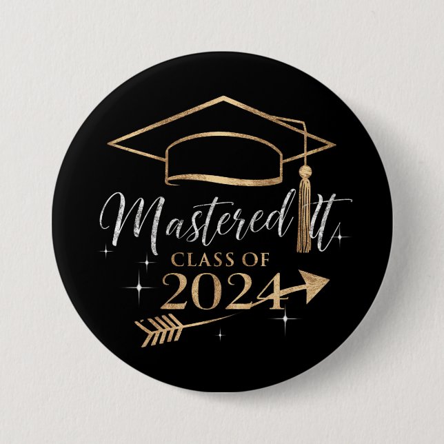 Bemästrade det Klass 2024 Examenpresenter för henn Knapp (Framsida)