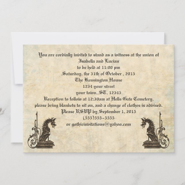 Bembossad look Dragons Goth Wedding-inbjudan Inbjudningar (Framsida)