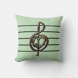 Bembossed look Treble Clef and Heart any Färg Mint Kudde