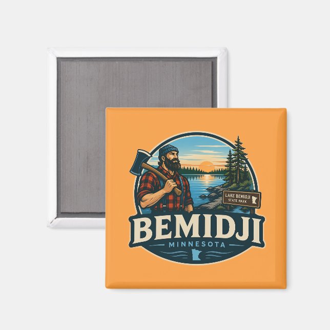 Bemidji Minnesota Paul Bunyan Rustika Nordliga Sko Magnet (Front/Back)