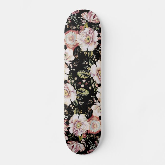 Bemiian fransk land chic svart blommigt skateboard bräda 20 cm (Framsida)