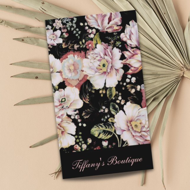 Bemiian fransk land chic svart blommigt visitkort (bohemian french country chic black floral business card)