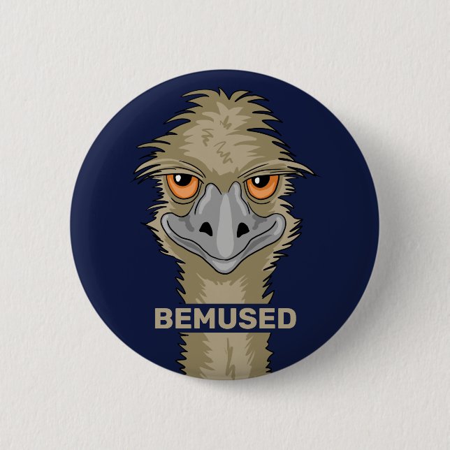 Bemused Funny Emu Pun Knapp (Framsida)