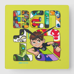 Ben 10 Alien Logotyp Fyrkantig Klocka