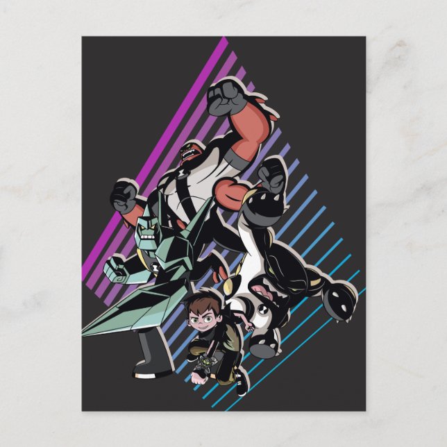 Ben 10 Retro Alien Group Graphic Inbjudan Vykort (Framsida)