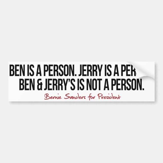 Ben är en person som Jerry är en person - Bernie Bildekal (Framsidan)