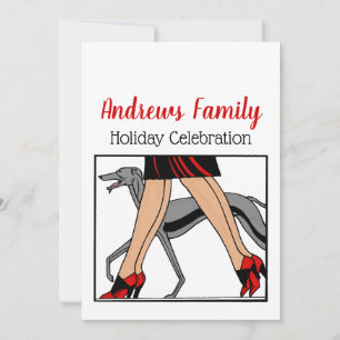 Ben Art Deco Kvinnor Greyhound Whippet Hund R Inbjudningar