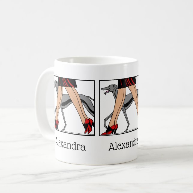 Ben Art Deco Kvinnor Greyhound Whippet Hund R Kaffemugg (Framsida vänster)