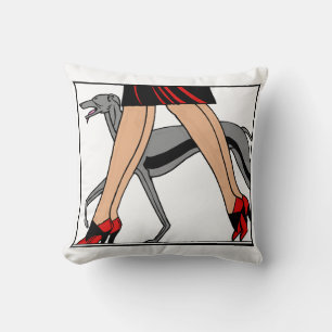 Ben Art Deco Kvinnor Greyhound Whippet Hund R Kudde