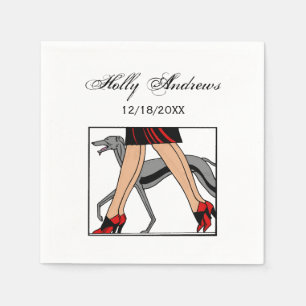 Ben Art Deco Kvinnor Greyhound Whippet Hund R Pappersservett