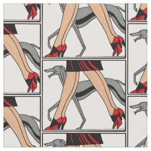 Ben Art Deco Kvinnor Greyhound Whippet Hund R Tyg