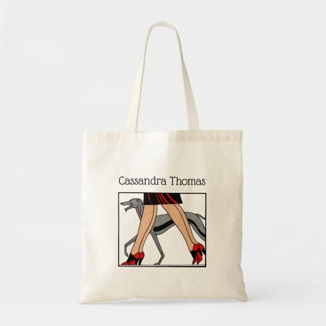 Ben Art Deco Kvinnor Greyhound Whippet Hund R Tygkasse (Framsidan)