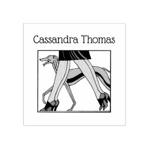 Ben Art Deco Women Greyhound Whistring Hund R Namn Stämpel