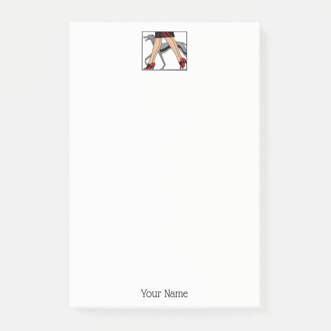 Ben Art Deco Women Greyhound Whistring Hund R Post-it Block (Framsida)