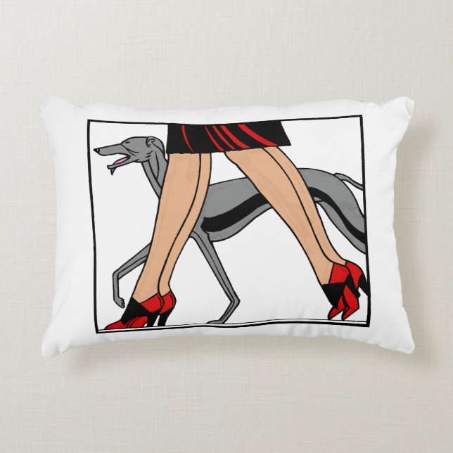 Ben Art Deco Women Greyhound Whistring Hund R Prydnadskudde (Framsidan)