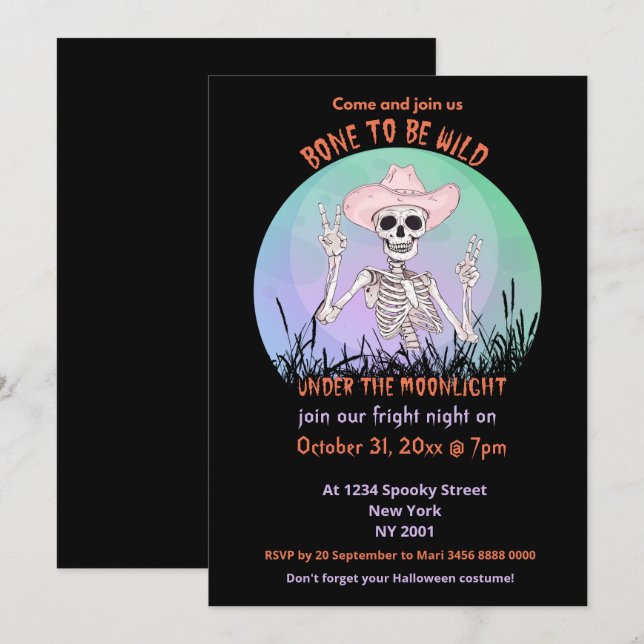 Ben att bli Vild Halloween Inbjudningar (Fram/baksida)