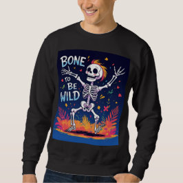 Ben att vara Vild | Dancing Skeleton Halloween Tee Lång Ärmad Tröja