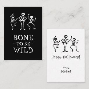 Ben att vara vild Skeleton Halloween-klassrumskort Visitkort