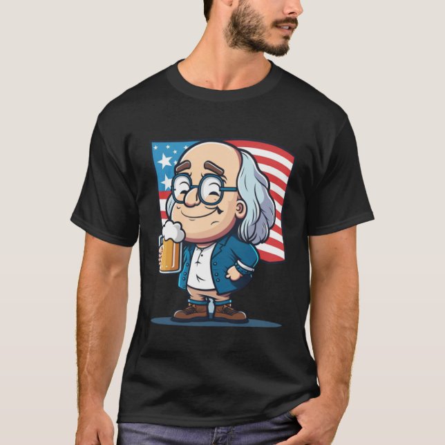 Ben Beer 4th of July Benjamin Franklin USA Merica T Shirt (Framsida)
