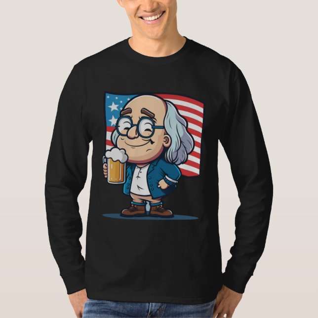 Ben Beer 4th of July Benjamin Franklin USA Merica T Shirt (Framsida)