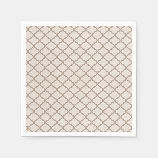 Ben/Beige Marockansk Gitter Pappersservett (Framsidan)