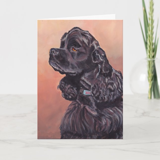 Ben Black Cocker Spain Hund Art Greeting Card Kort (Framsida)