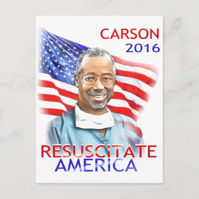 Ben Carson-Resuscitate America 2016 USA flagga Vykort (Framsida)