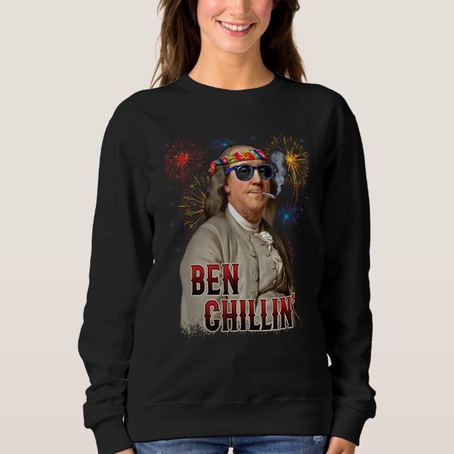 Ben Chillin' Stoner Ben Franklin 4:e juli-Firew T Shirt (Framsida)