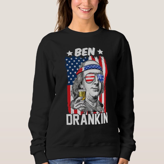 Ben Drankin 4:e juli American Flagga Benjamin Fra T Shirt (Framsida)