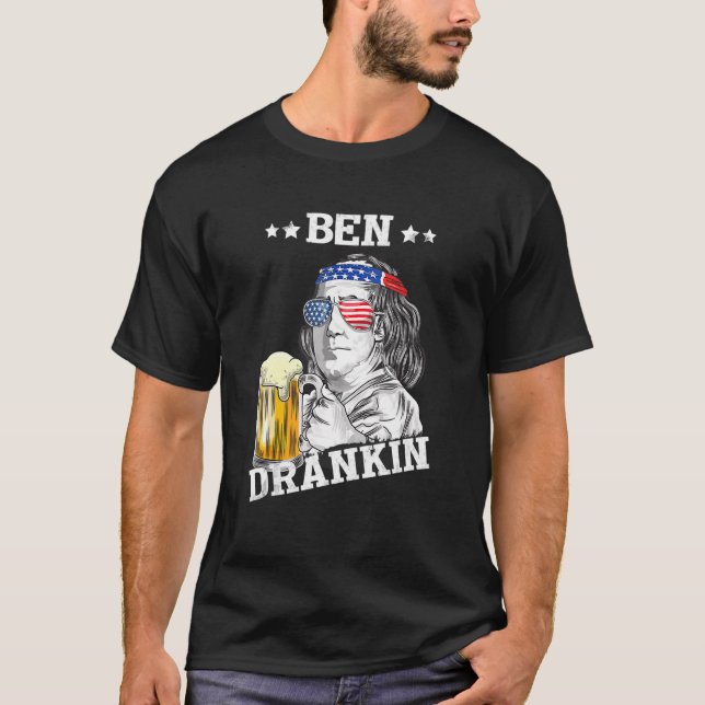 Ben Drankin 4:e juli American Patriotic T Shirt (Framsida)