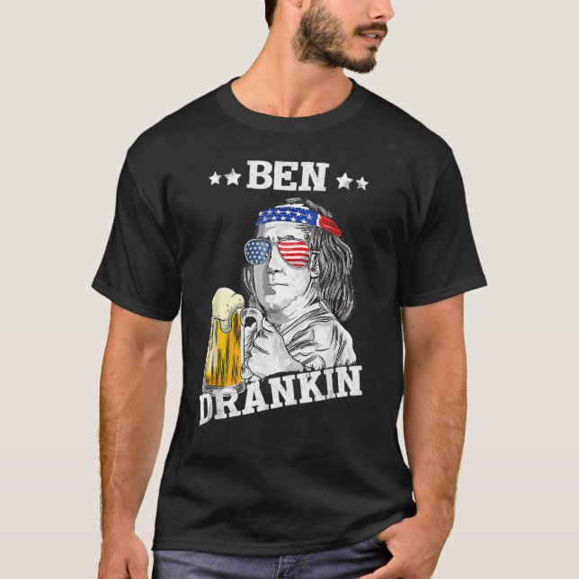 Ben Drankin 4:e juli Amerikanska T Shirt (Framsida)