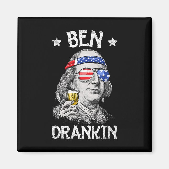 Ben Drankin 4:e juli Benjamin Franklin Manar Amer Magnet (Framsidan)