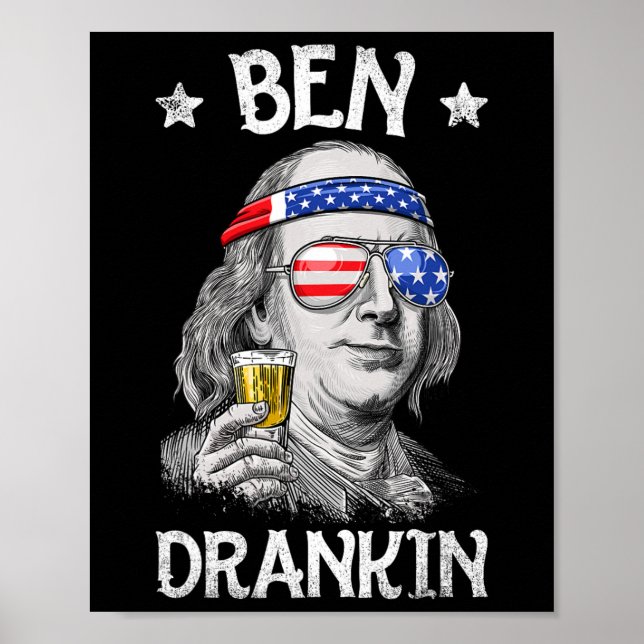 Ben Drankin 4:e juli Benjamin Franklin Manar Amer Poster (Framsidan)