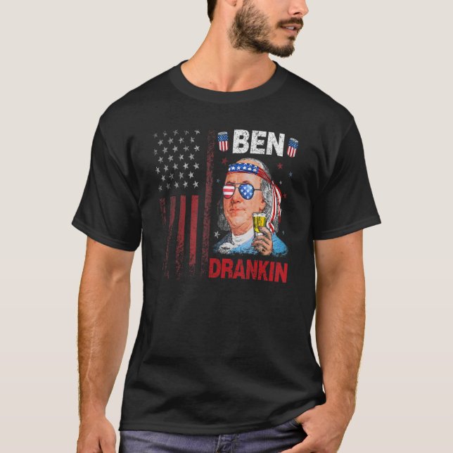 Ben Drankin 4:e juli Benjamin Franklin Manar Amer T Shirt (Framsida)