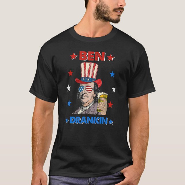 Ben Drankin 4:e juli Benjamin Franklin Manar Amer T Shirt (Framsida)