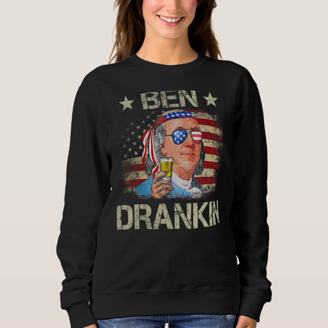 Ben Drankin 4:e juli Benjamin Franklin Manar Amer T Shirt (Framsida)