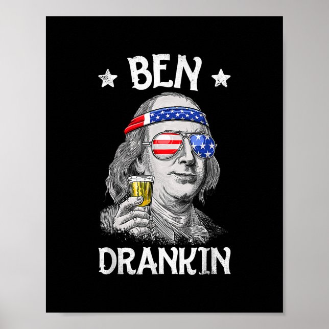 Ben Drankin 4:e juli Benjamin Franklin Manar Poster (Framsidan)